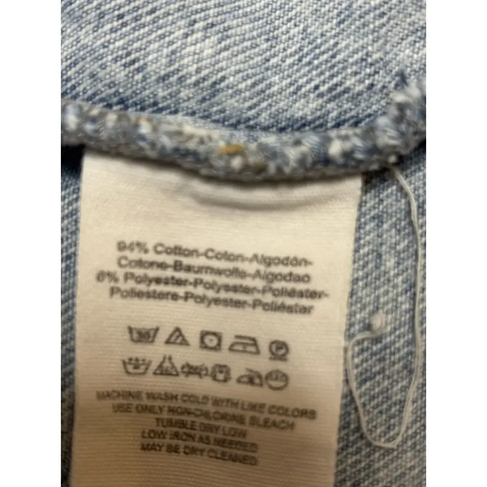 Free People Cropped Distressed Denim Jacket Light Wash SZ S